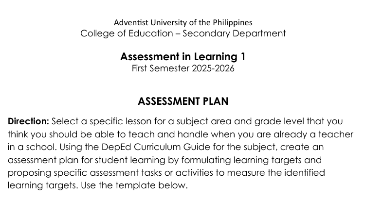 Cover image for Assessment Plan Group